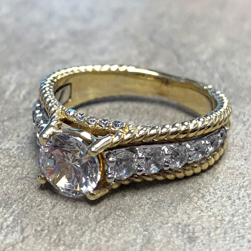 14K Two Tone Diamond Accent Engagement Ring